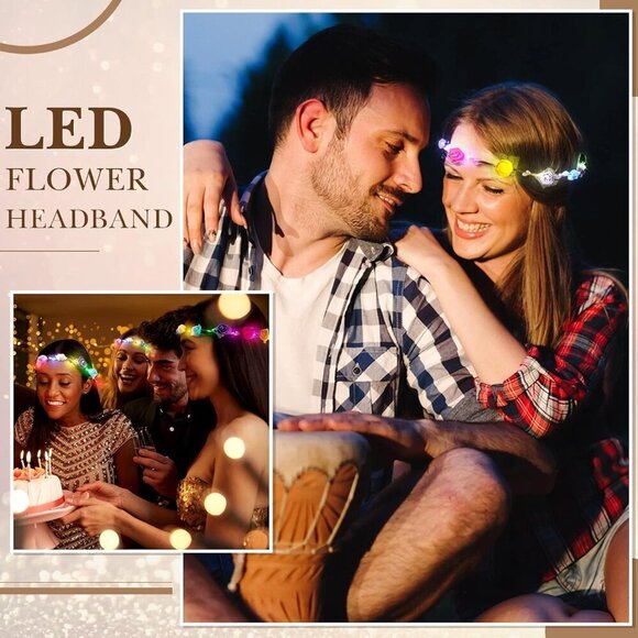 LED Flower Crown 30pcs Floral Headband Multicolor Light Up for Women Wedding main image 6